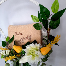 kosz prezentowy z ręcznikiem z imieniem prezent dla niej haftyok.pl